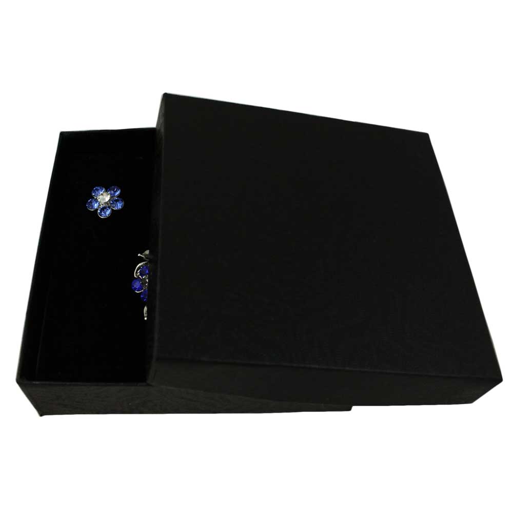 Wreath of Blue Crystal Daisies Pin with Daisy Earring Set - PRL702BS - Lilylin Designs