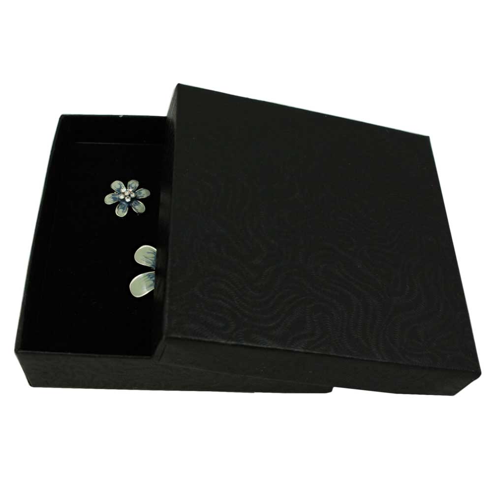 Blue Gray Flower Brooch Pin and Earring Gift Set - PRL909BS - Lilylin Designs