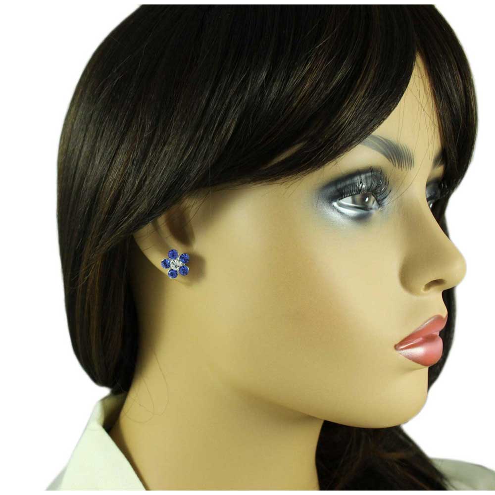 Blue Flower Power Crystal Daisy Necklace and Earring Set - PT519BLBS - Lilylin Designs