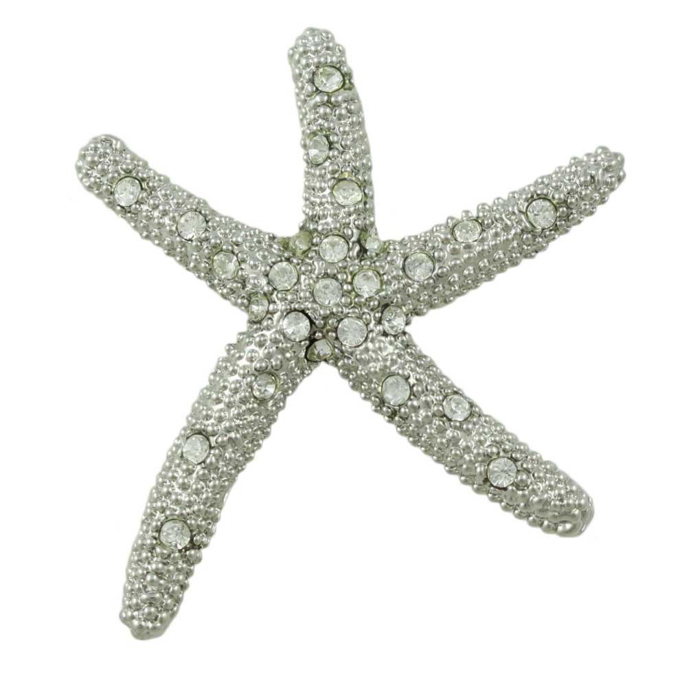 Lilylin Designs Silver-tone with Clear Crystals Starfish Brooch Pin