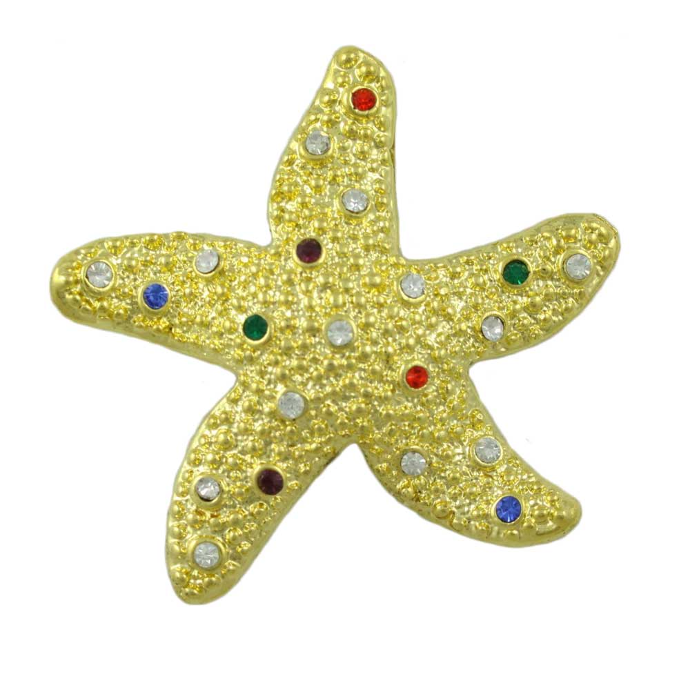 Lilylin Designs Starfish with Clear and Colored Crystals Brooch Pin