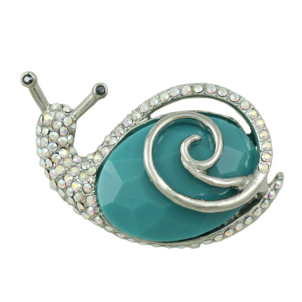 Lilylin Designs Crystal Snail Pin with Large Turquoise Blue Stone