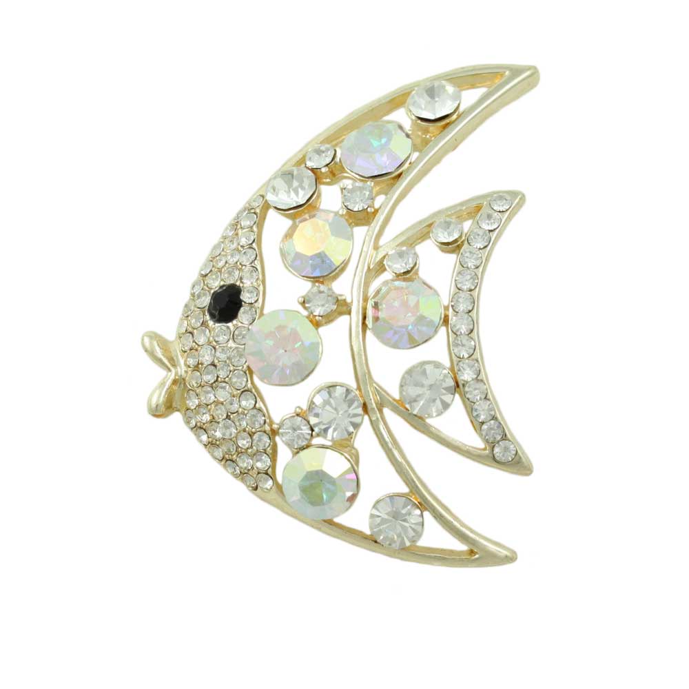 Lilylin Designs Crystal Aurora Borealis Angelfish Brooch Pin