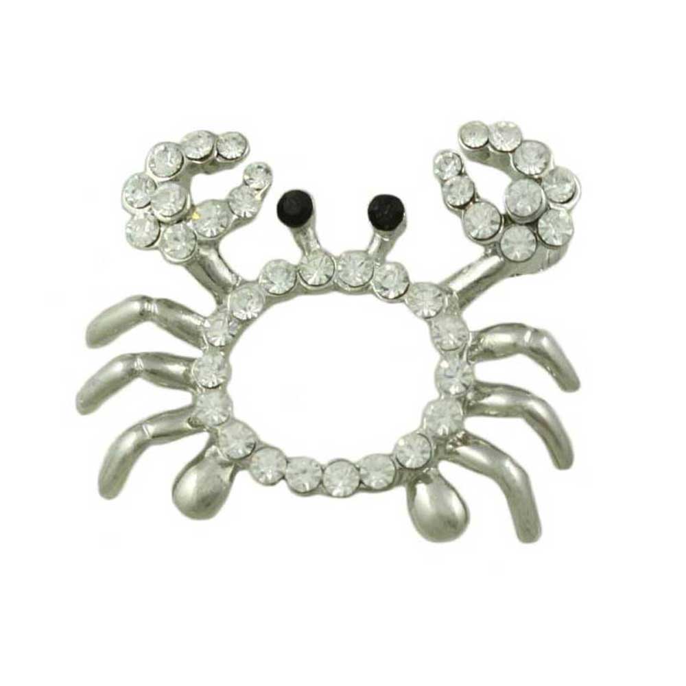 Lilylin Designs Small Crystal Crab with Black Eyes Brooch Pin