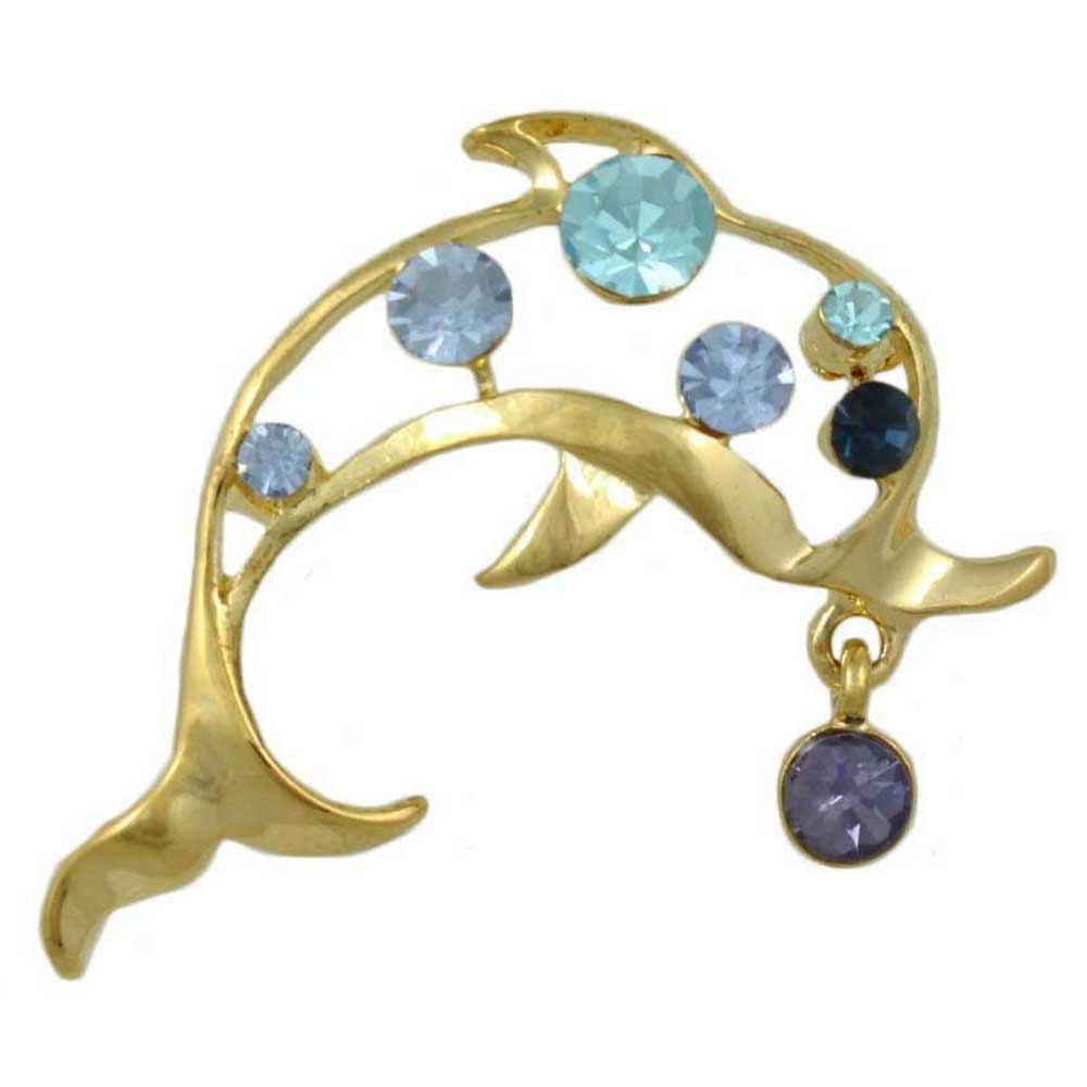Lilylin Designs Blue Crystal Dolphin with Purple Crystal Ball Pin
