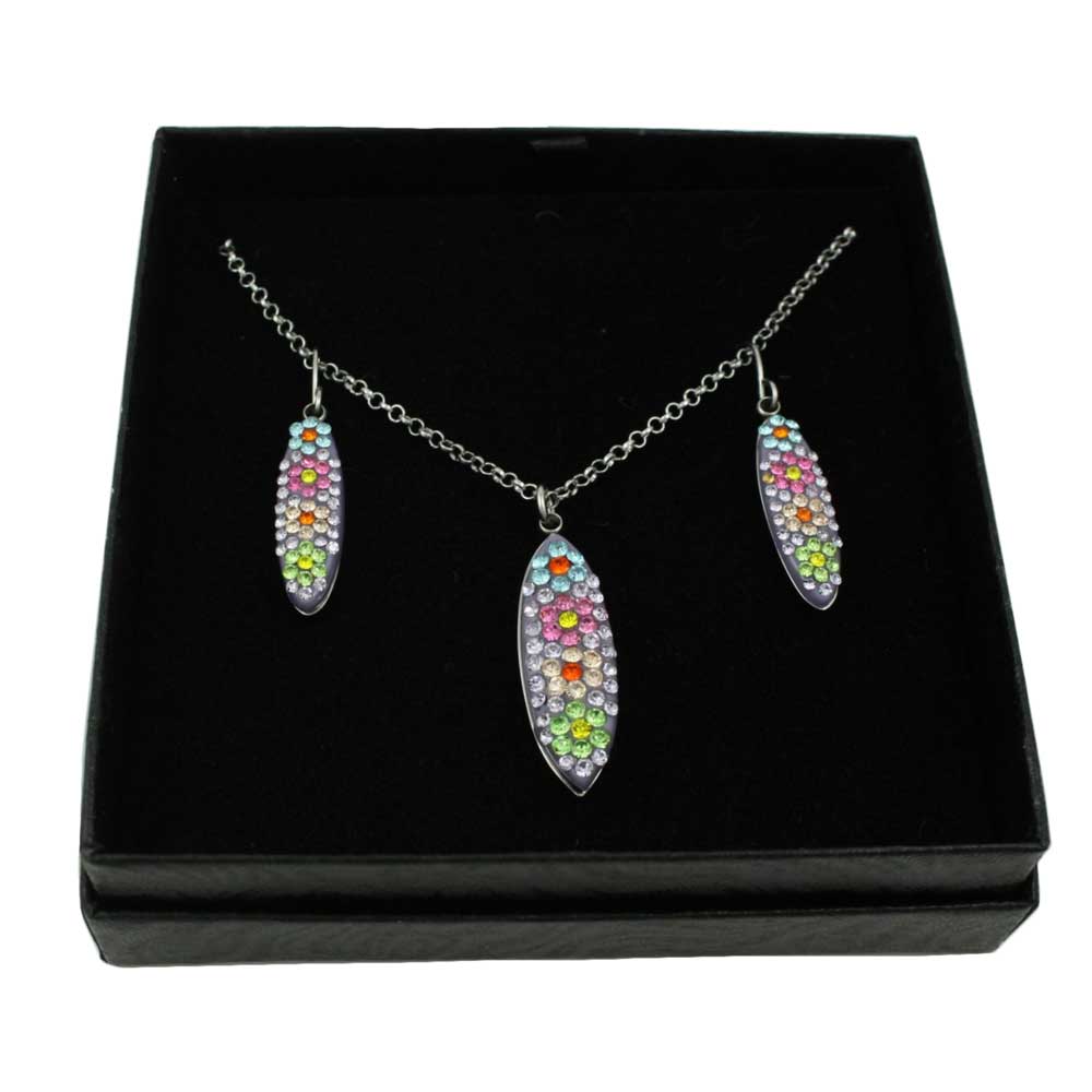 Sparkling Purple Floral Necklace and Earring Jewelry Set - PT007BS - Lilylin Designs