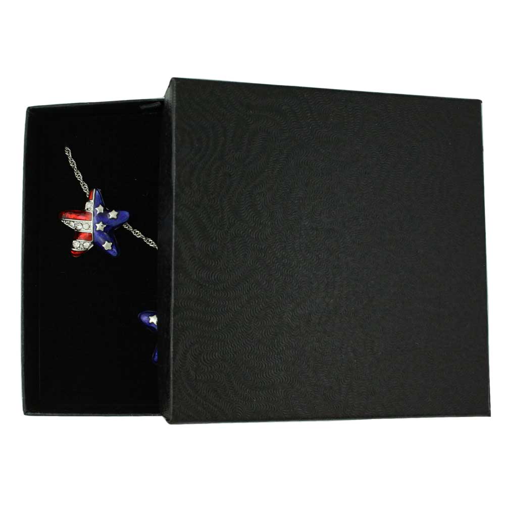 Crystal Patriotic Star Necklace and Earring Boxed Gift Set - PT326BS - Lilylin Designs
