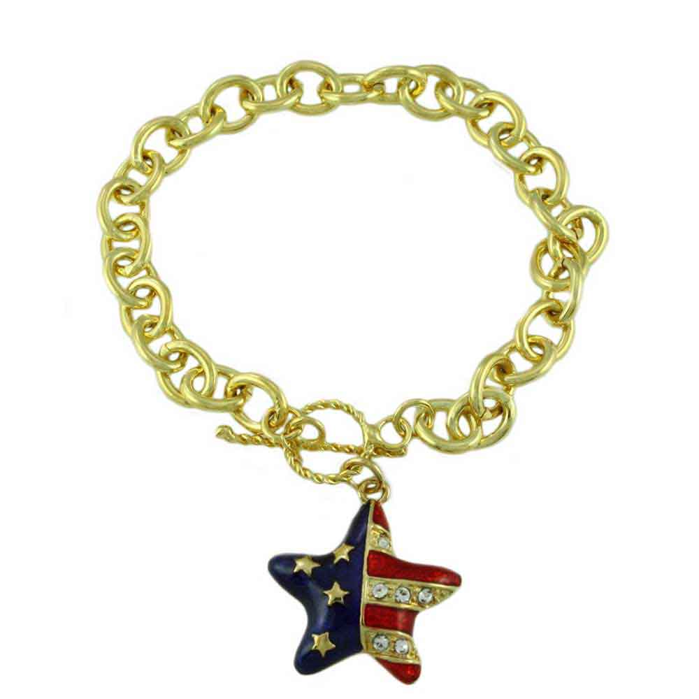 Lilylin Designs Link Bracelet with Red White Blue Patriotic Star Charm