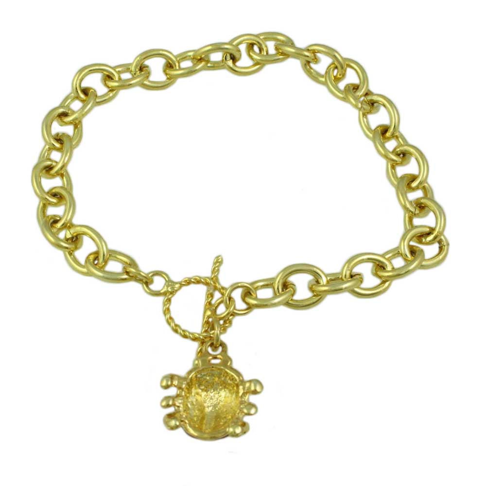 Gold - tone Links with Enamel Ladybug Charm Bracelet - PT327B - Lilylin Designs
