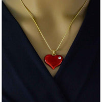 Load image into Gallery viewer, Red Enamel and Crystal Heart Pendant with Chain - PT330 - Lilylin Designs
