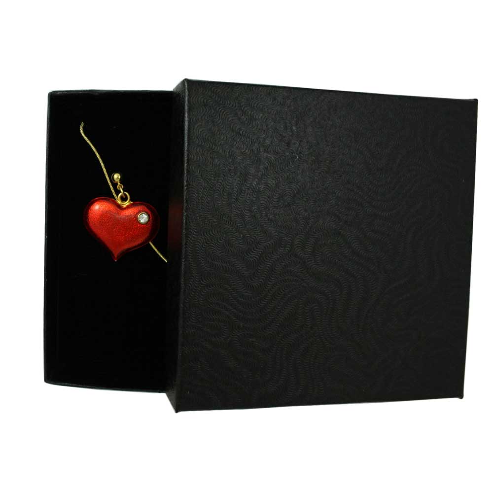 Red Enamel and Crystal Heart Necklace and Earring Set - PT330BS - Lilylin Designs