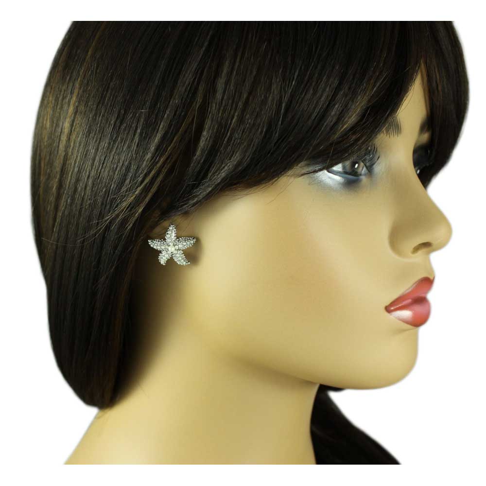 Pearl and Crystal Starfish Necklace and Earring Gift Set - PT337PBS - Lilylin Designs