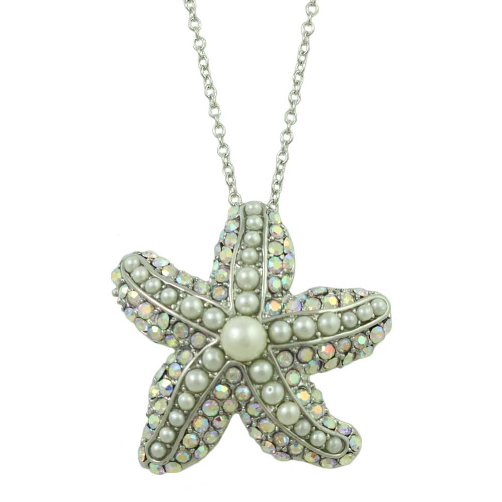 Lilylin Designs Pearls and Crystals Starfish Pendant on Silver Chain
