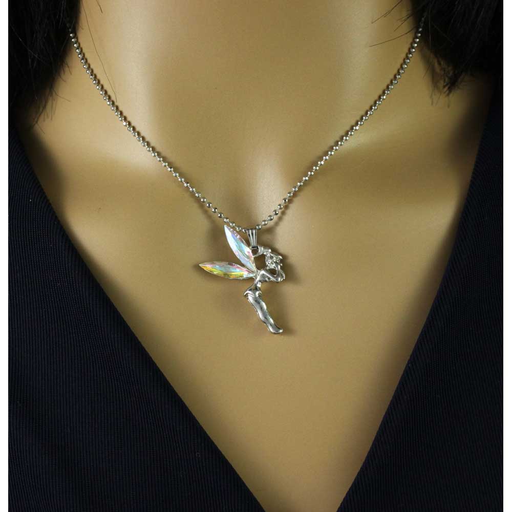 Aurora Borealis Crystal Fairy Pendant on Bead Chain - PT403 - Lilylin Designs