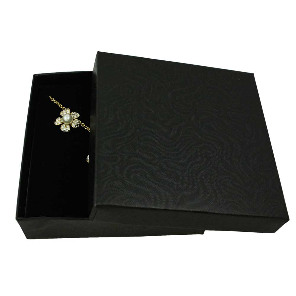 Pearl and Crystal Flower Necklace and Earring Jewelry Gift Set - PT408BS - Lilylin Designs