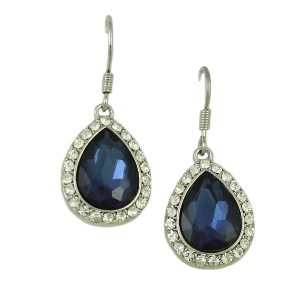 Lilylin Designs Dark Blue Crystal Teardrop Dangling Pierced Earring