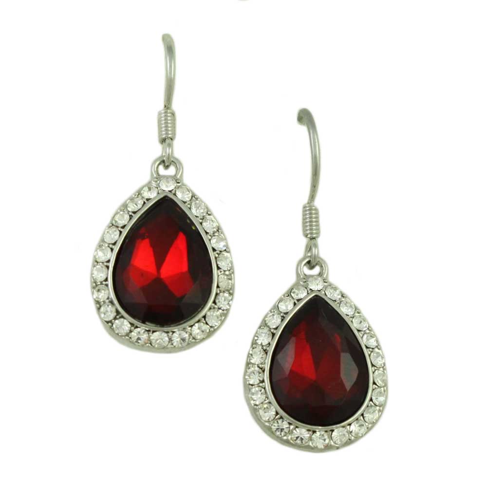 Lilylin Designs Dark Red Crystal Teardrop Dangling Pierced Earring