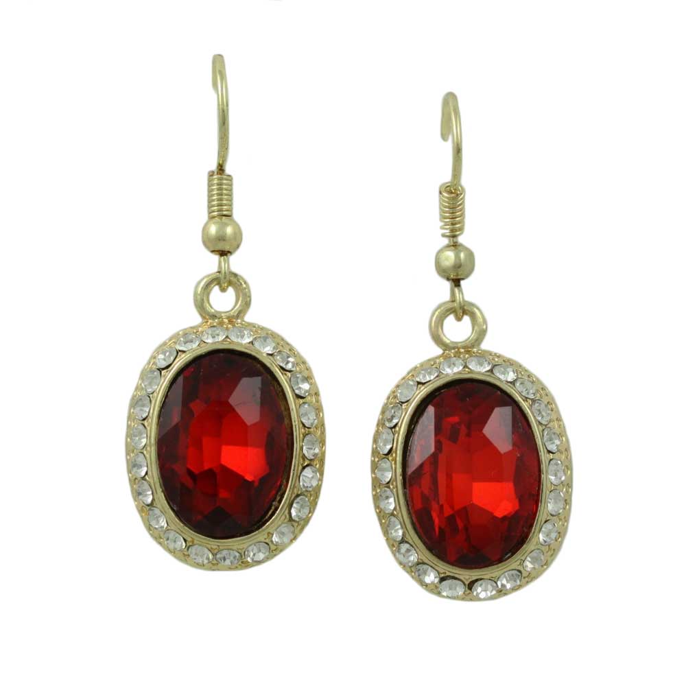 Lilylin Designs Ruby Red Oval Crystal Dangling Pierced Earring