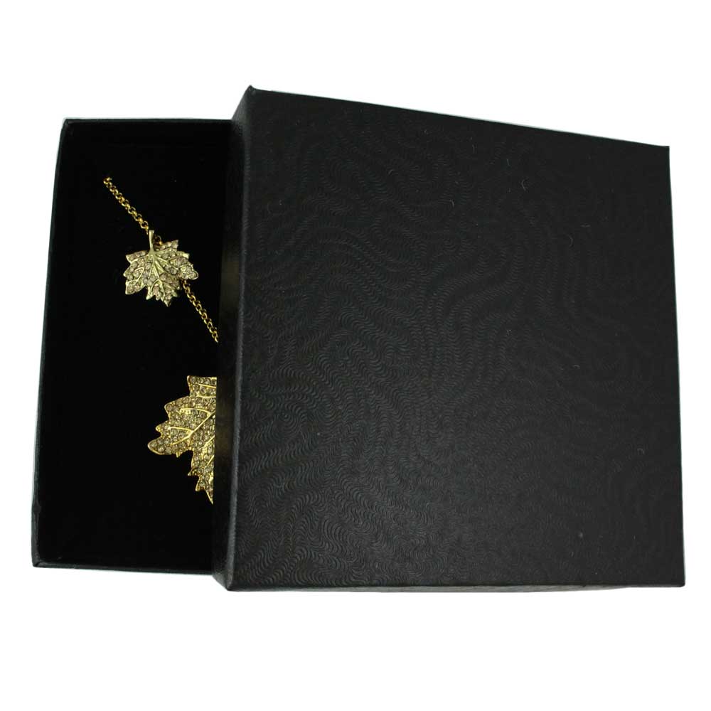 Light Topaz Crystal Maple Leaf Necklace and Earring Set - PT412BS - Lilylin Designs