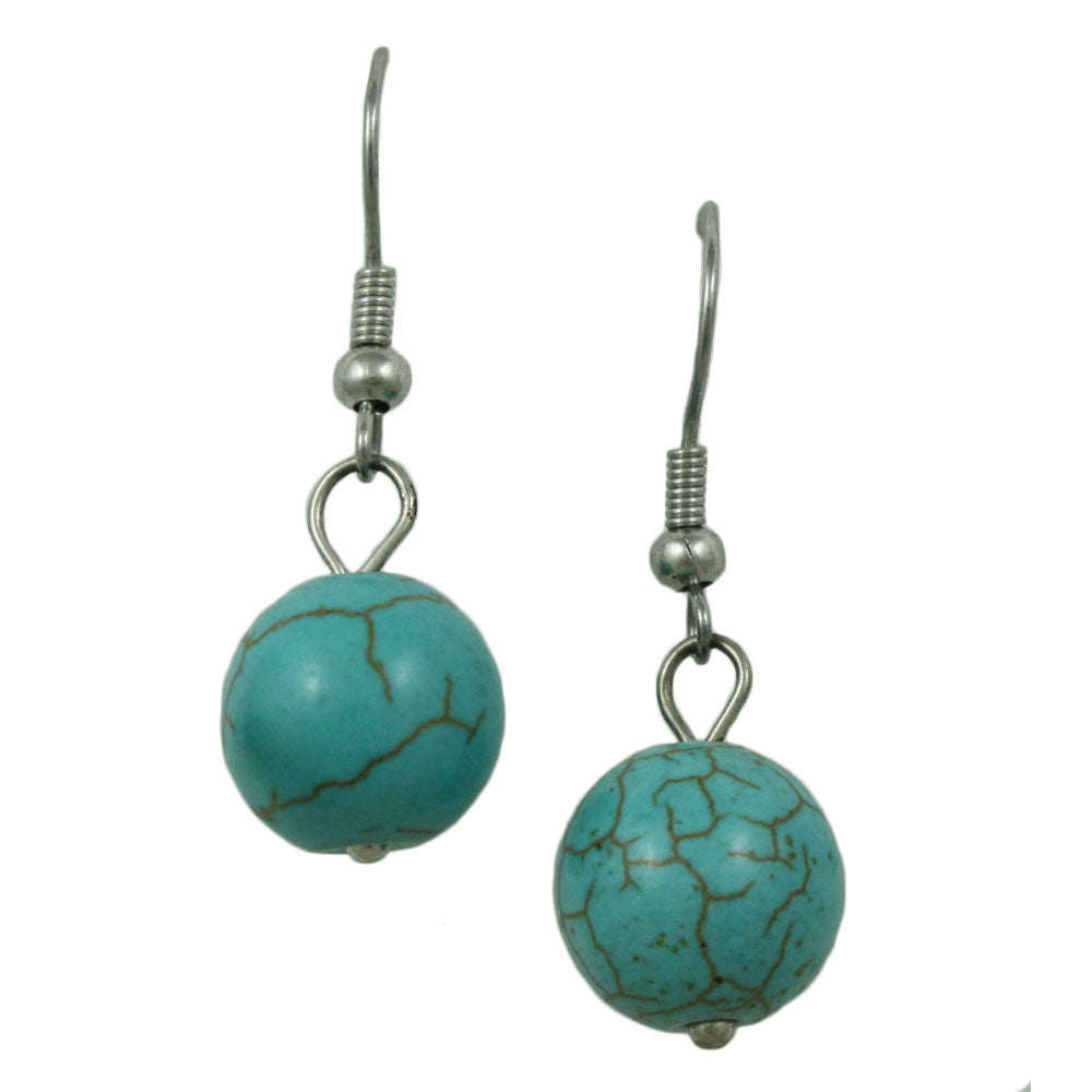 Lilylin Designs Turquoise 10MM Dangling Ball Pierced Earring
