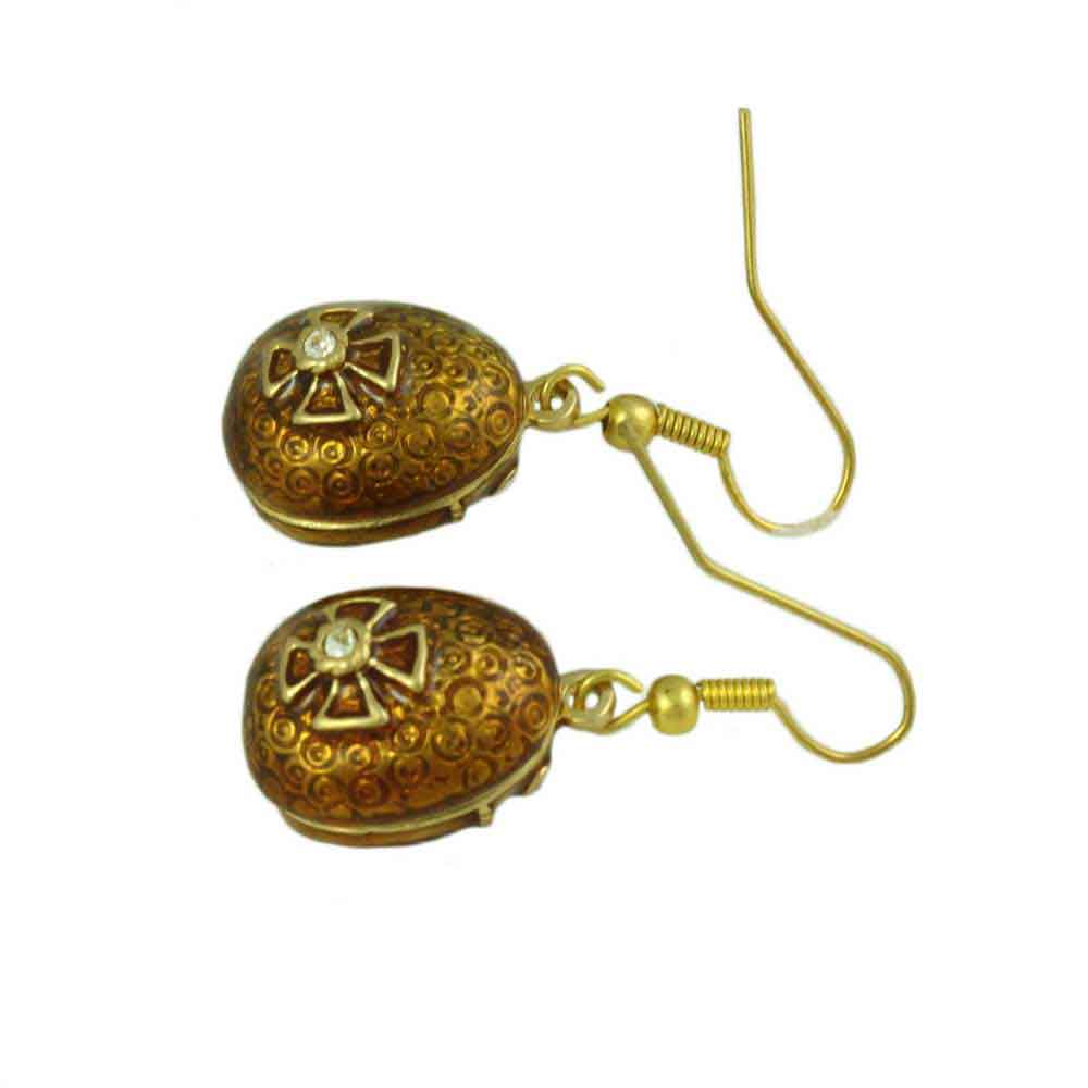 Brown Enamel Dangling Ladybug Pierced Earring - PT710E - Lilylin Designs