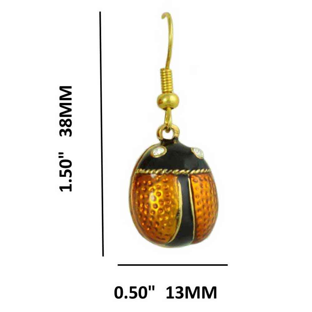 Brown Ladybug with Black Head Dangling Pierced Earring - PT710EB - Lilylin Designs