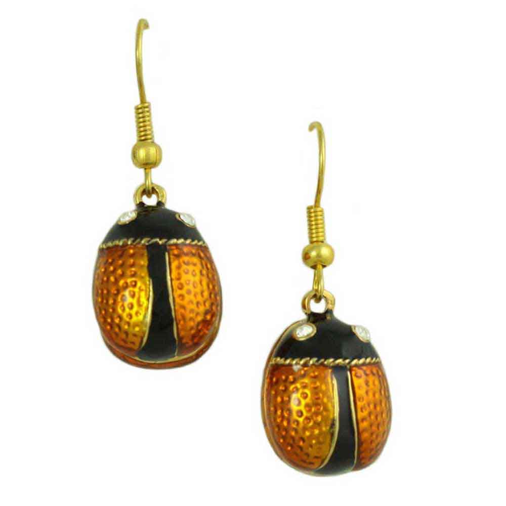 Brown Ladybug with Black Head Dangling Pierced Earring - PT710EB - Lilylin Designs