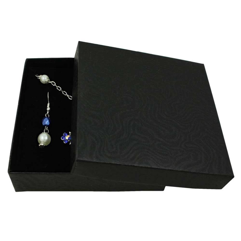 Blue Crystal Cross Necklace and Pierced Earring Set - PT723BL - Lilylin Designs