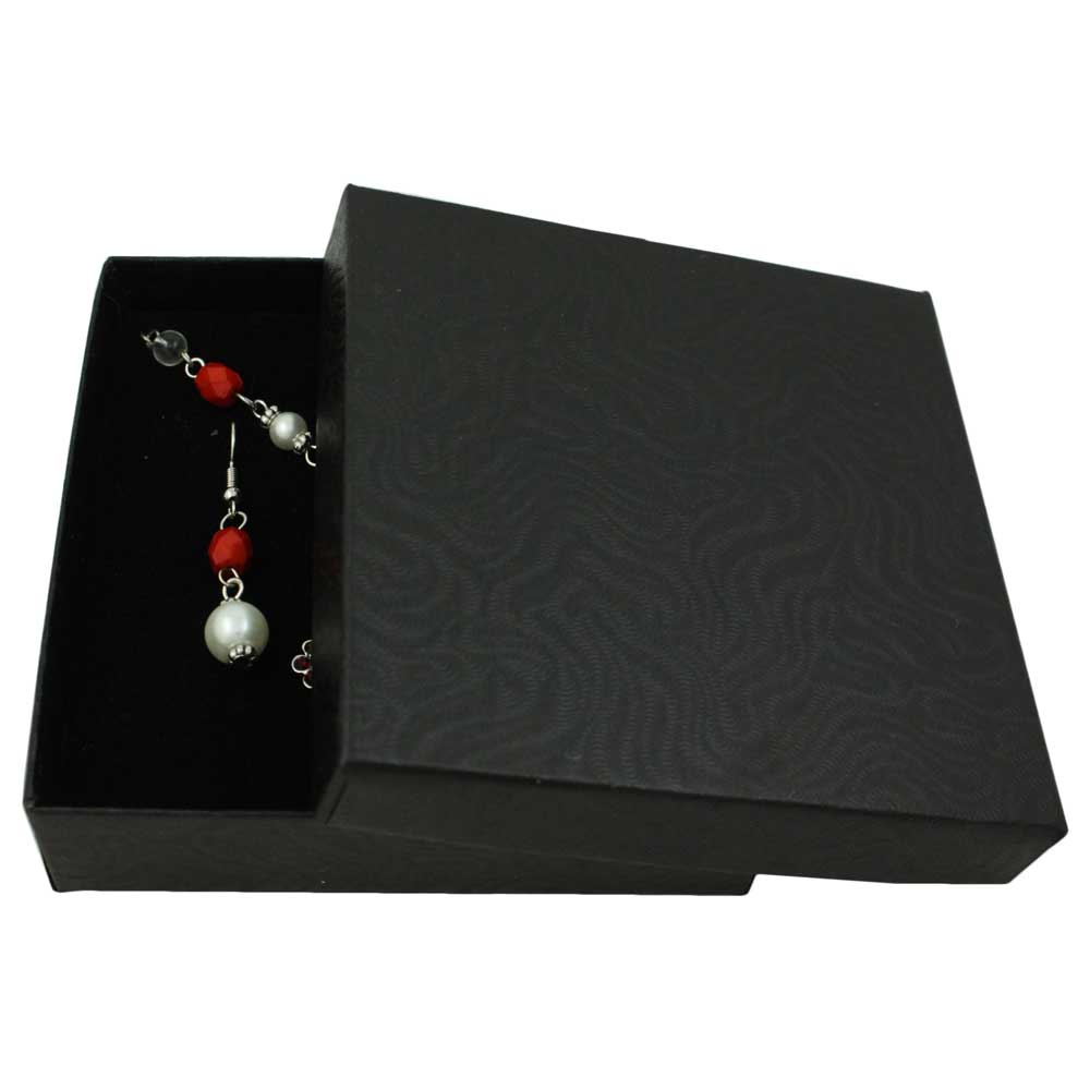 Red Crystal and Pearl Cross Necklace and Earring Set - PT723RD - Lilylin Designs