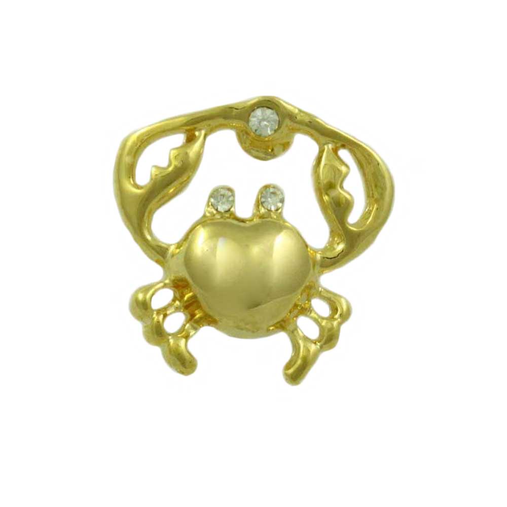 Lilylin Designs Small Gold-plated Crab with Clear Crystal Lapel Pin