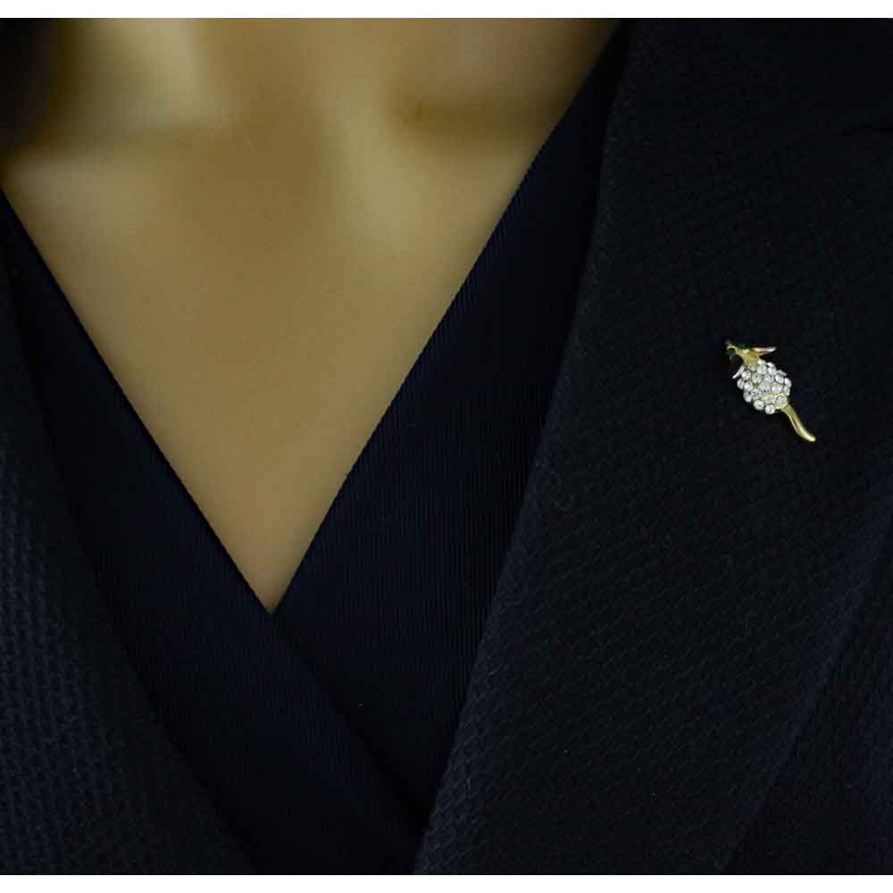 Tiny Crystal Mouse with Green Eyes Lapel Tac Pin - RAP114G - Lilylin Designs