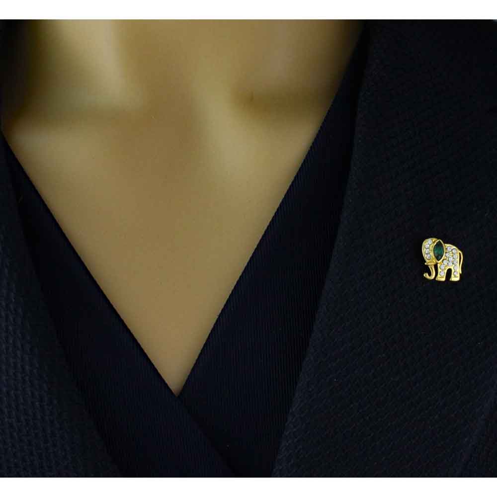 Tiny Crystal Elephant Lapel Tac Pin - RAP136J - Lilylin Designs