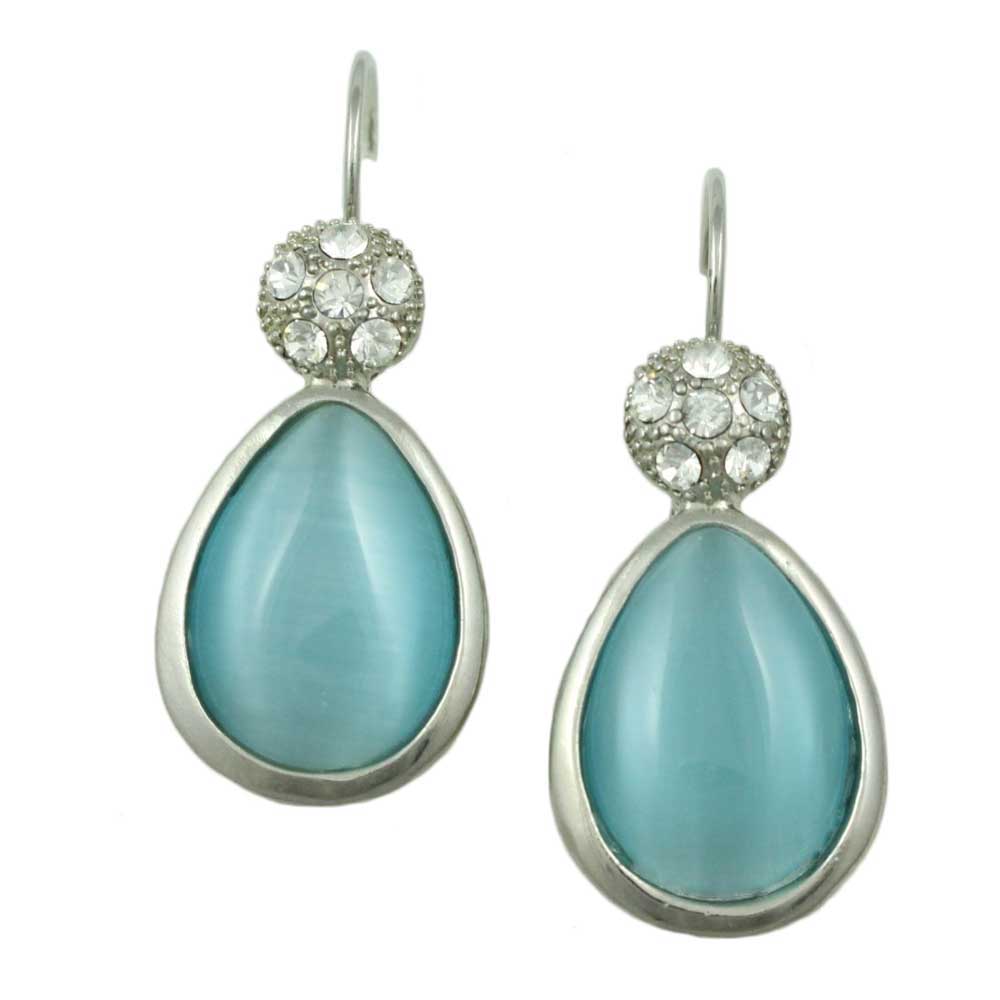 Lilylin Designs Blue Cats Eye Teardrop with Clear Crystals Earring