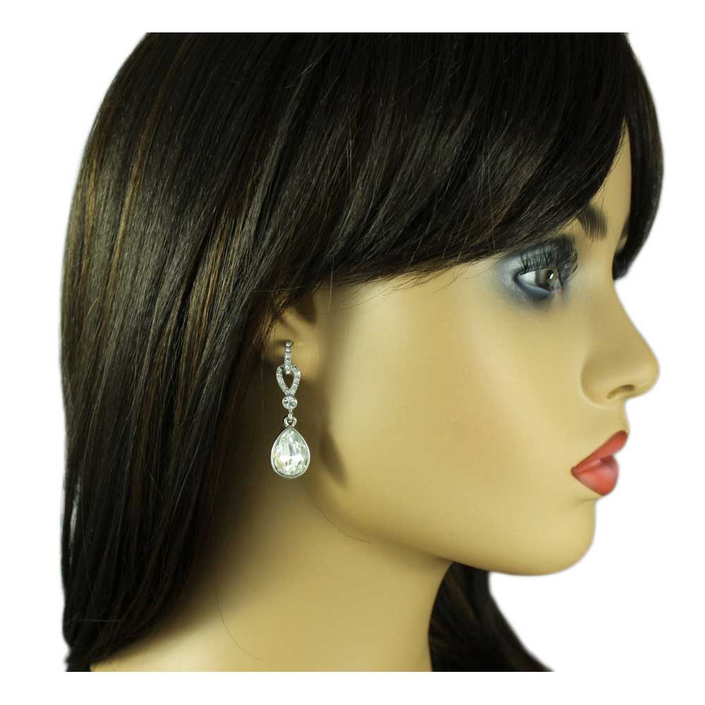 Clear Crystal Hoop with Dangling Teardrop Earring - REC024 - Lilylin Designs