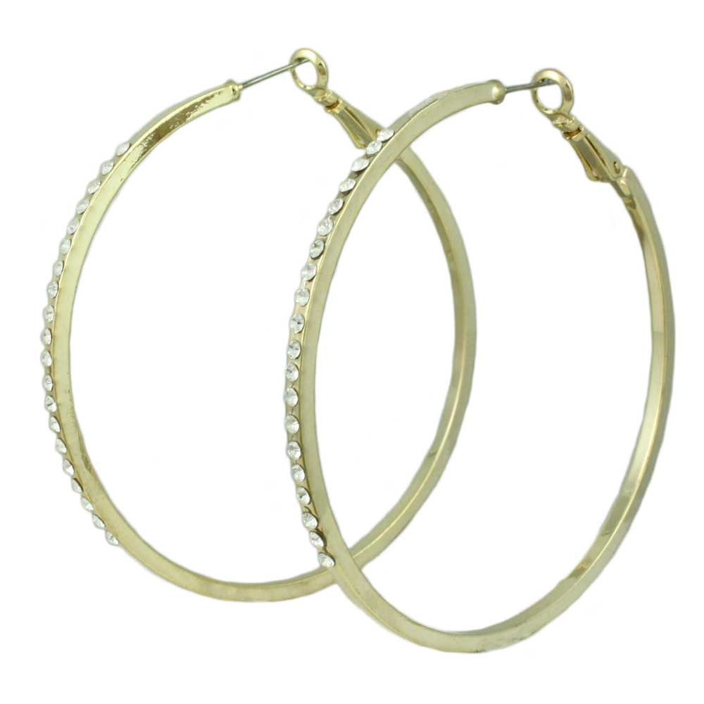 Gold - plated Crystal Studded Large Hoop Earring - REC031G - Lilylin Designs