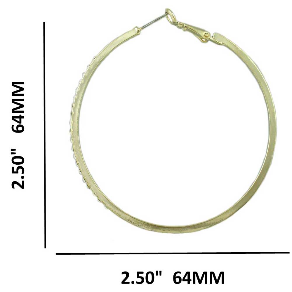 Gold - plated Crystal Studded Large Hoop Earring - REC031G - Lilylin Designs