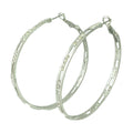 Silver - tone Crystal Cutout Large Hoop Pierced Earring - REC032 - Lilylin Designs