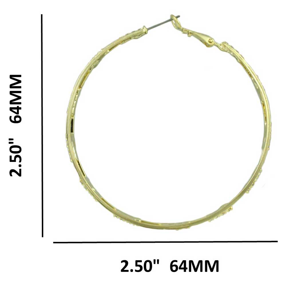 Gold - plated Large Hoop with Crystal Cutout Pierced Earring - REC032G - Lilylin Designs