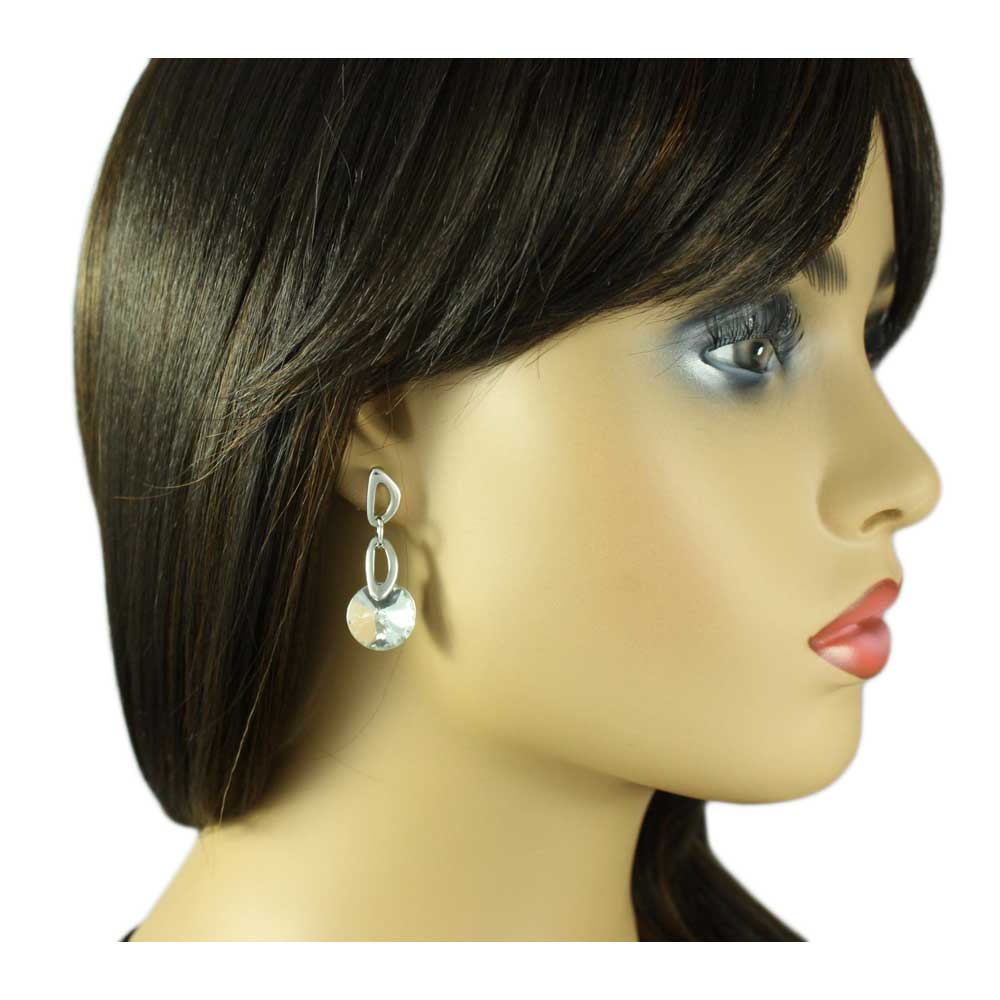 Dangling Large Round Clear Crystal Pierced Earring - REC033 - Lilylin Designs