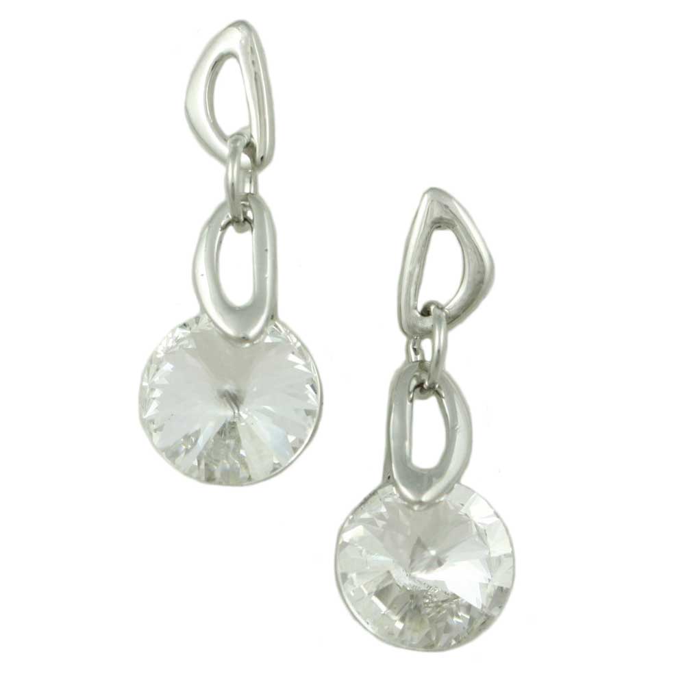 Lilylin Designs Dangling Large Round Clear Crystal Pierced Earring