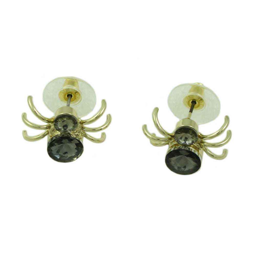 Small Gray Crystal Spider Stud Pierced Earring - REC047 - Lilylin Designs