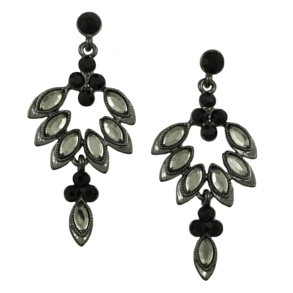 Lilylin Designs Gray Marquis with Black Crystals Dangling Earring
