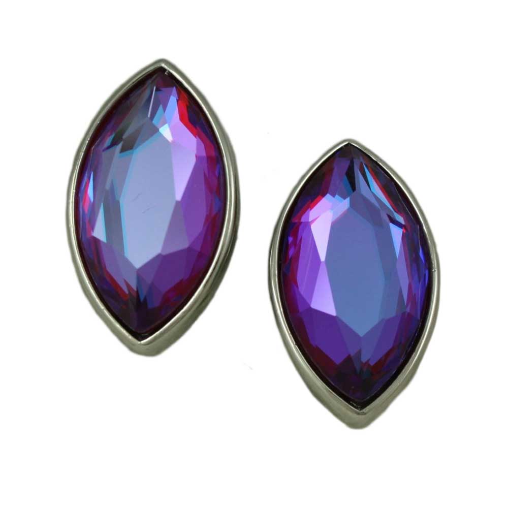 Lilylin Designs Large Iridescent Purple Marquis Glass Clip Earring