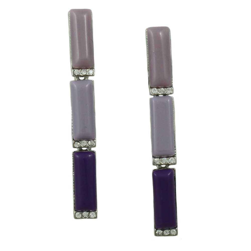 Lilylin Designs Dangling Trio of Purple Rectangles Pierced Earring