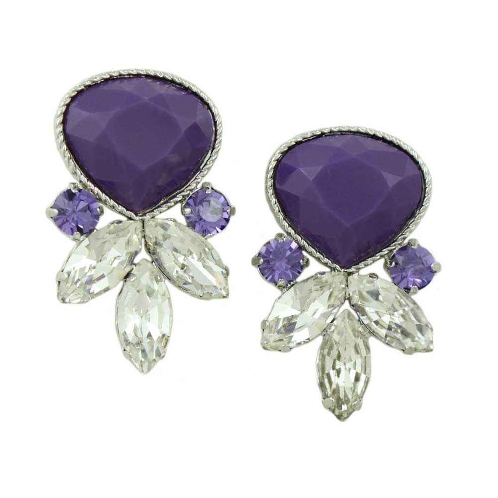 Lilylin Designs Purple Teardrop with Clear Marquis Pierced Earring