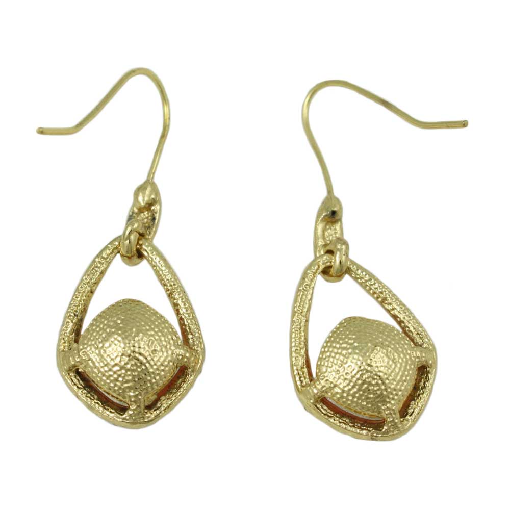 Open Teardrop with Orange Crystal Dangling Pierced Earring - REC406 - Lilylin Designs