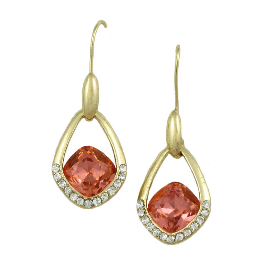 Lilylin Designs Open Teardrop with Orange Crystal Dangling Earring