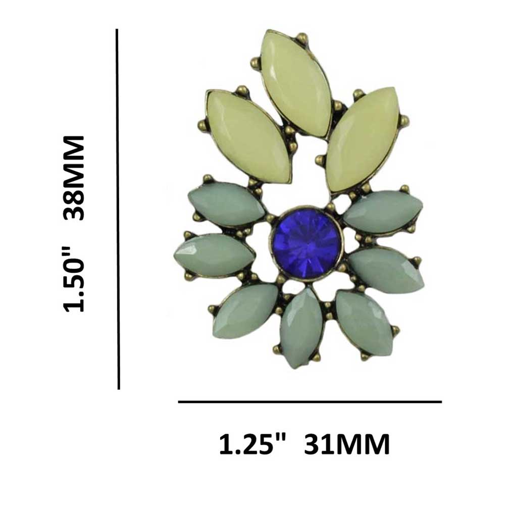 Blue and Cream Acrylic Stones with Blue Crystal Pierced Earring - REC412 - Lilylin Designs