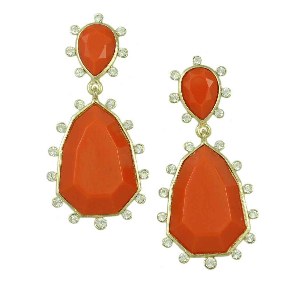 Lilylin Designs Orange Triangle with Crystals Pierced or Clip Earring