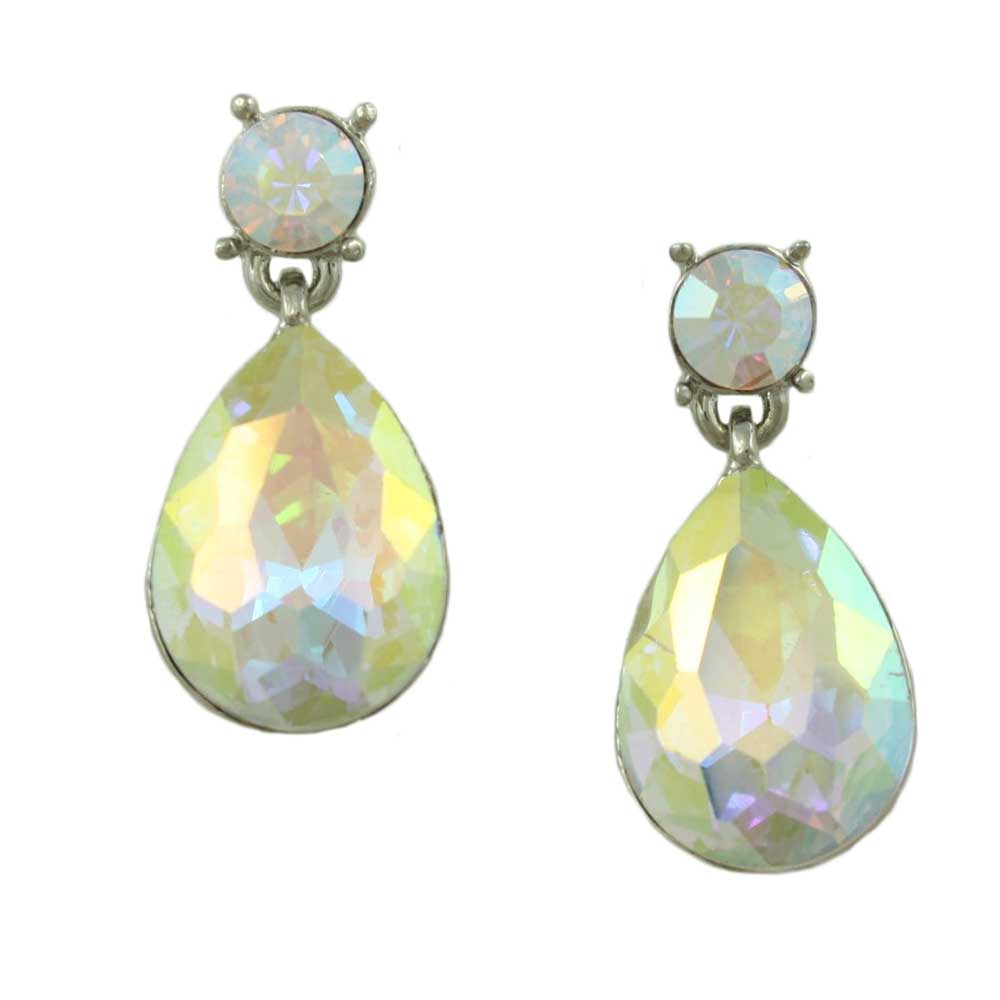 Aurora Borealis Teardrop Pierced Earring - REC420A - Lilylin Designs